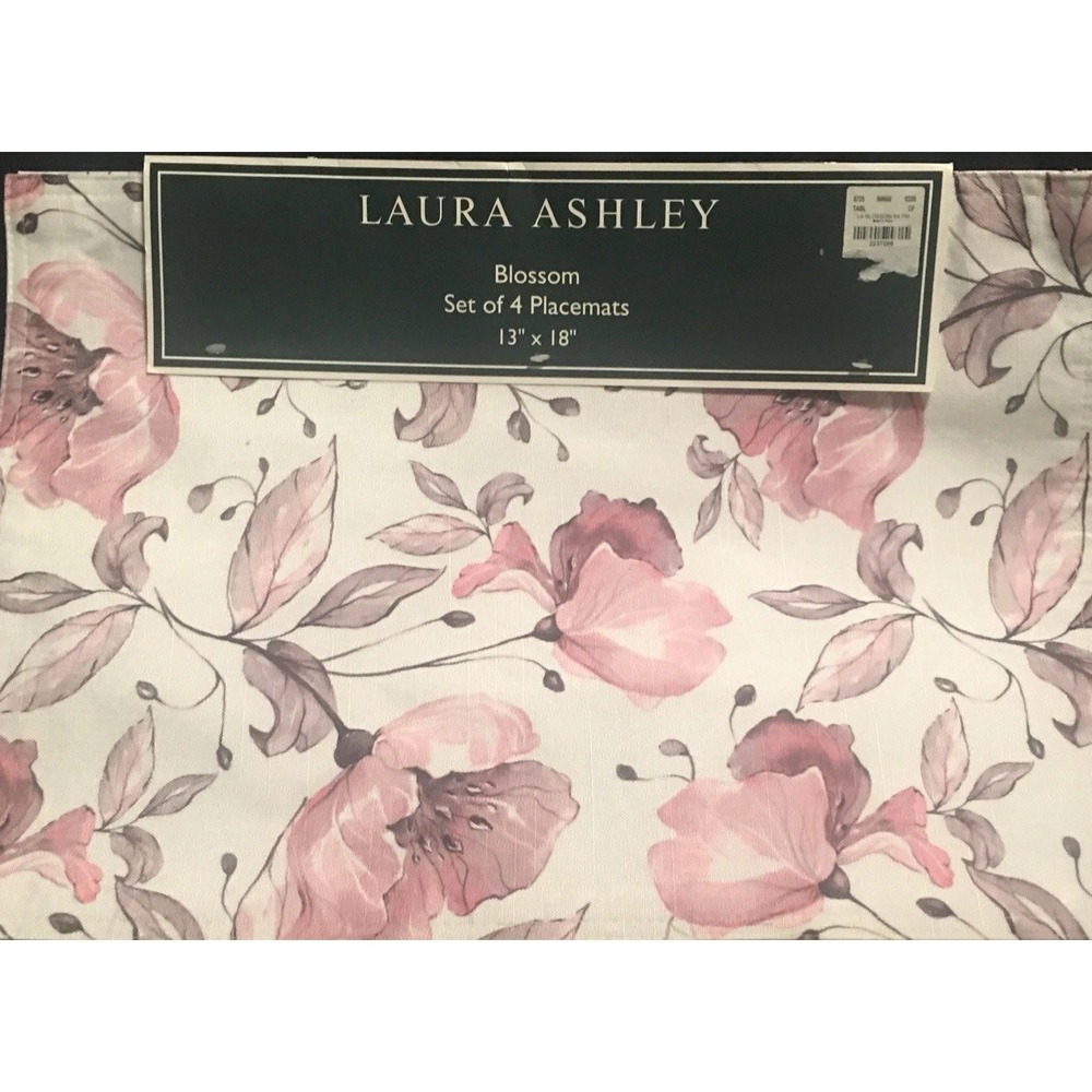 Laura Ashley Placemats Botanical Florals Set of 4 Cottagecore Shabby Chic 13x18
